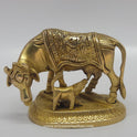 Brass Kamadhenu Cow and Calf Idol Antique Finish – Front View