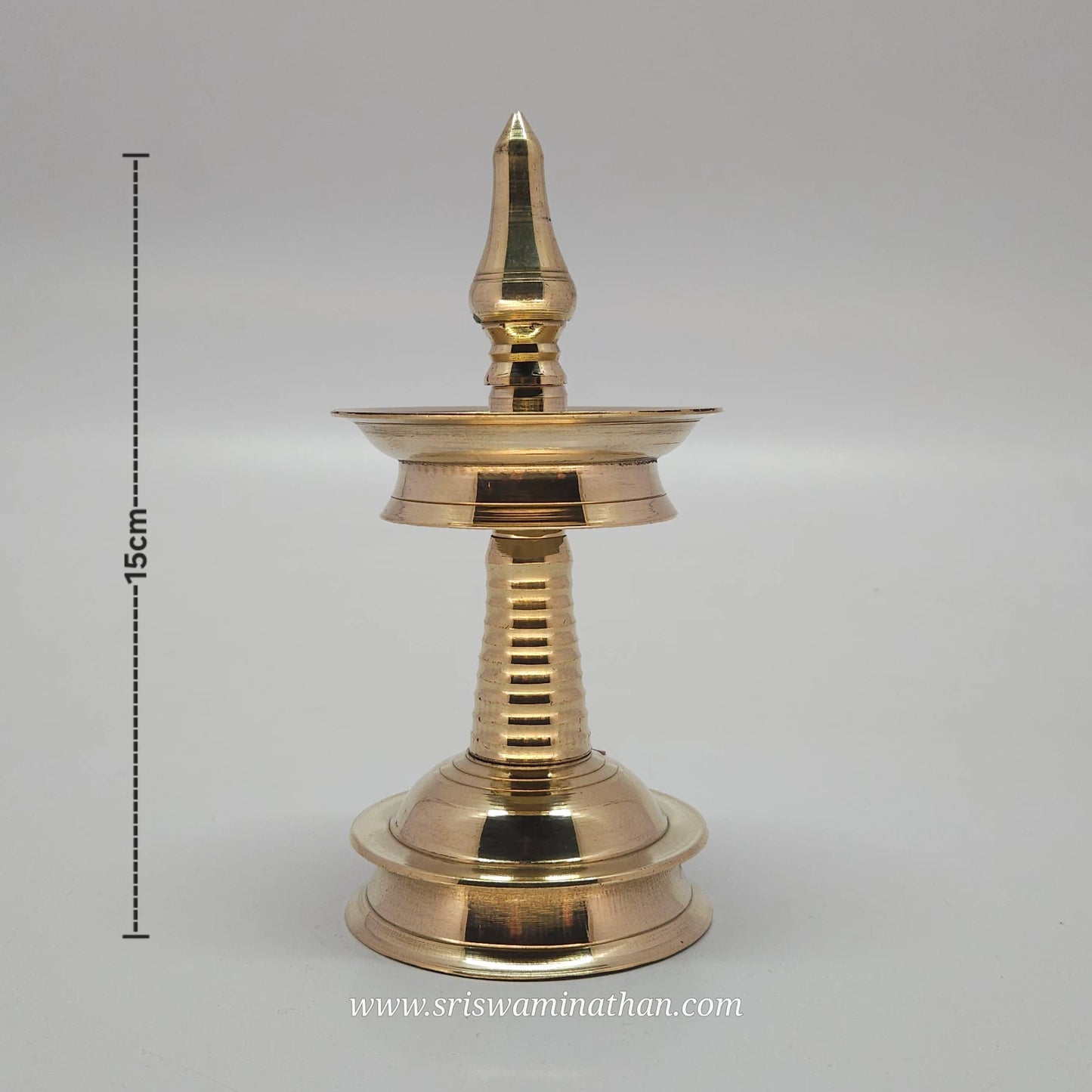 Brass Kerala Vilakku 6 Inch Traditional Oil Lamp Front View — Sri Swaminathan & Co