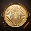 Brass Kumcha Sun Design Pooja Tray Lattice Border Detail — Sri Swaminathan & Co