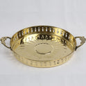 Brass Kumcha Sun Design Pooja Tray Side View — Sri Swaminathan & Co