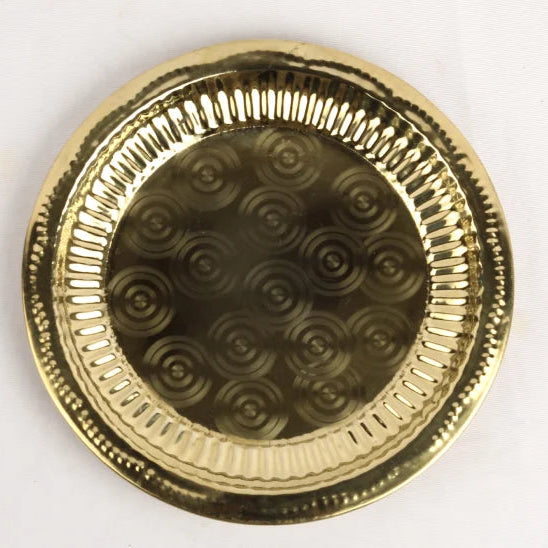 Brass Nagas Design Plate Top View Nagas Swirl Embossed Pattern with border design — Sri Swaminathan & Co