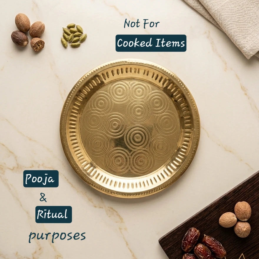 Brass Nagas Design Plate With Border Design Pattern on Rim for all pooja purposes — Sri Swaminathan & Co