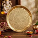Brass Peacock Elephant flower Design Plate View — Sri Swaminathan & Co