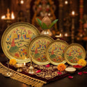 Brass Peacock Minakari Pooja Plate Front View — Sri Swaminathan & Co