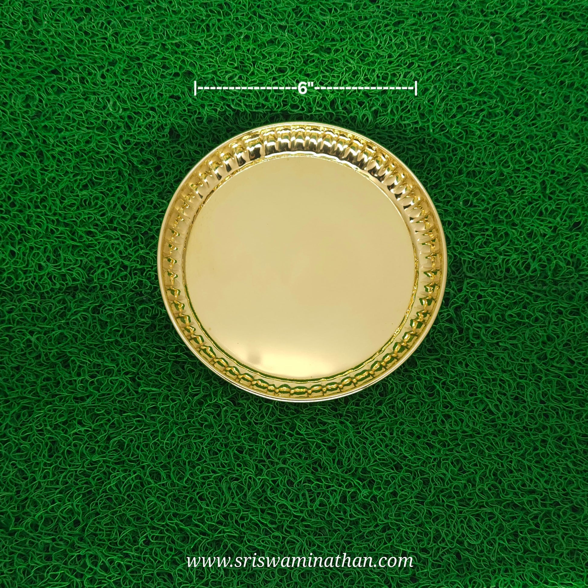 Brass Pooja Plate 6 Inch Plain Strip Border — Sri Swaminathan & Co