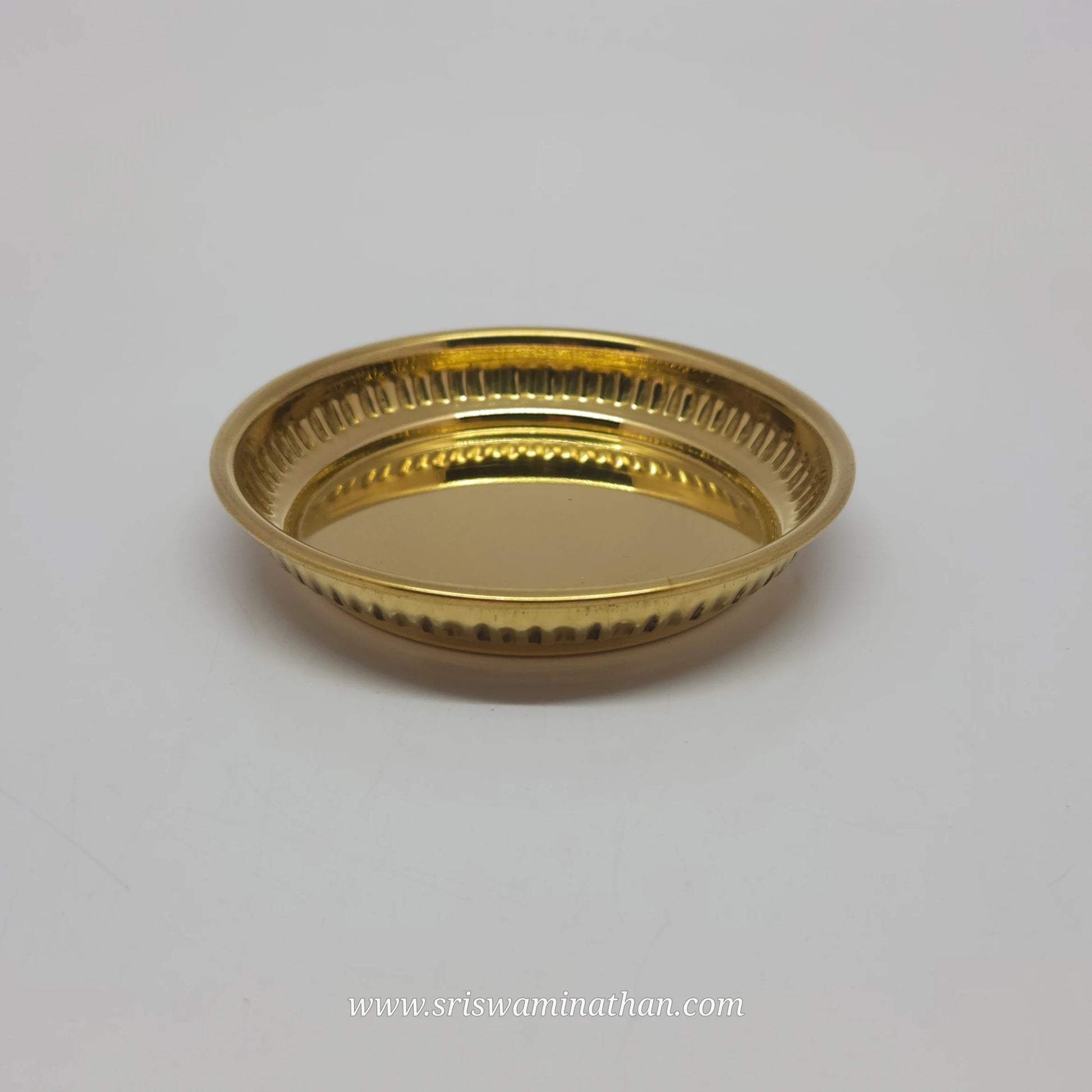 Brass Pooja Plate Plain Strip Border Top View — Sri Swaminathan & Co
