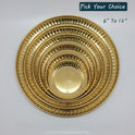 Brass Pooja Plate Plain Strip Border Front View — Sri Swaminathan & Co