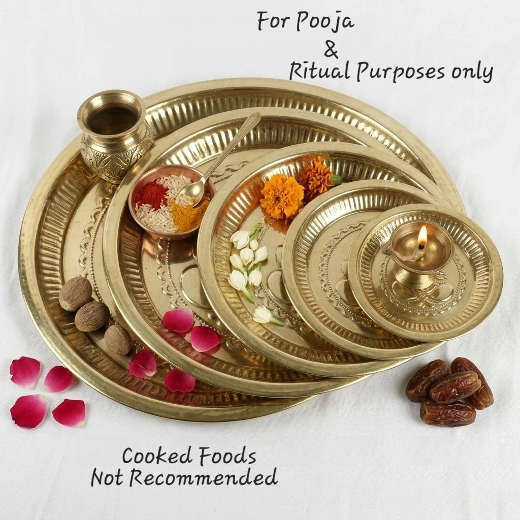 Brass Vinayagar Embossed Pooja Plate Small Size — Sri Swaminathan & Co