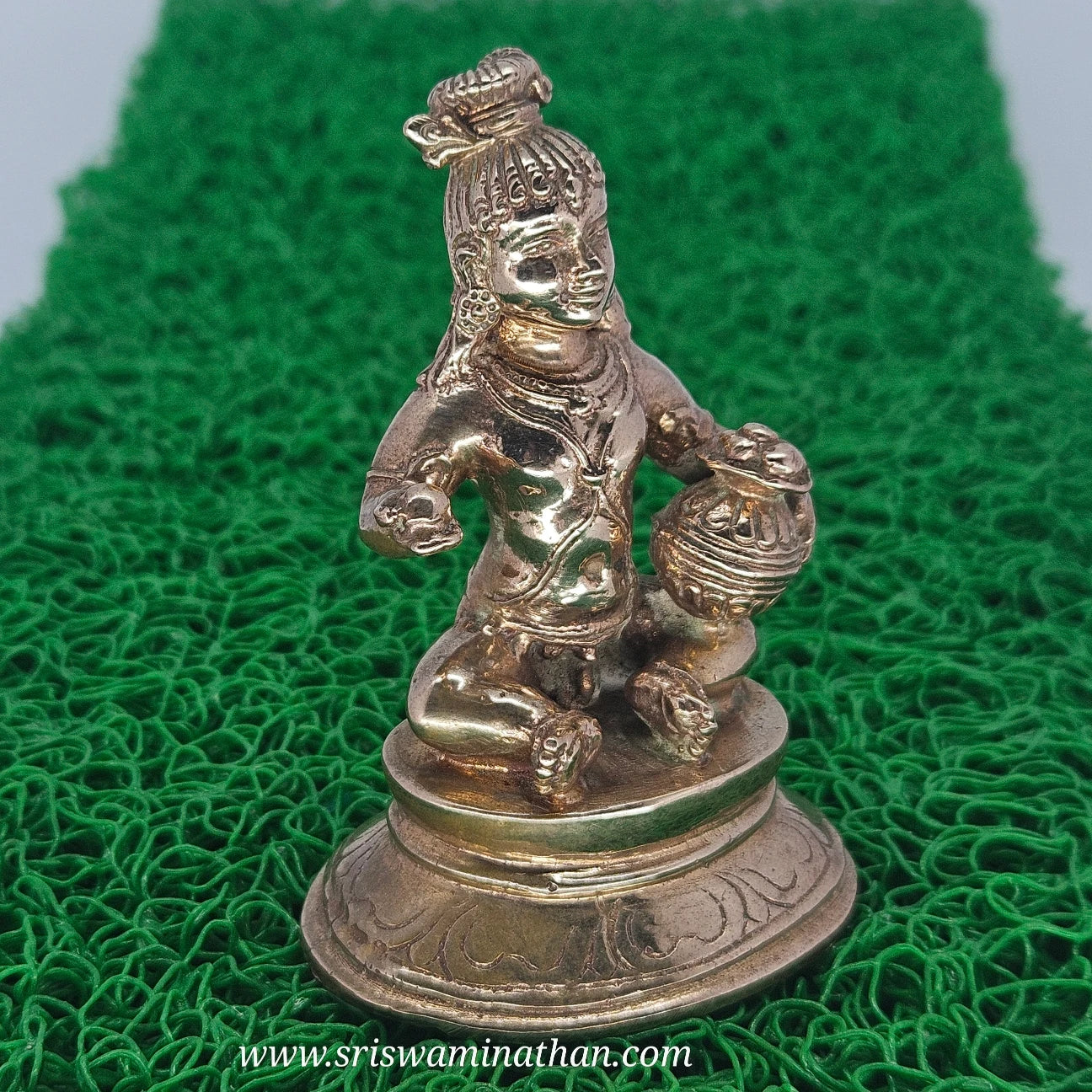 Child Krishna Panchaloha Standing - Butter Pot Janmashtami Worship - Premium Brass Deity