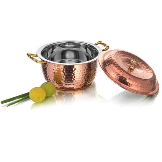 Copper Hot Box SS Insulated Tiffin Carrier Side View Pure Copper Outer — Sri Swaminathan & Co
