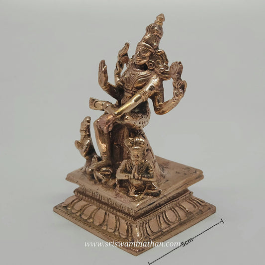Dakshinamurthy Panchaloha Side View - Guru Shiva Meditation Pose - Authentic Five-Metal 360g