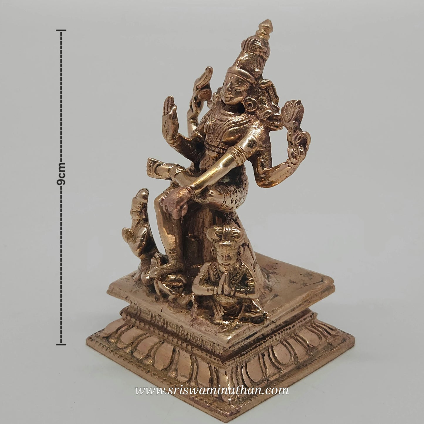 Dakshinamurthy Shiva Teacher Front View - Student Worship Idol - Traditional South Indian Brass