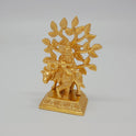 Left 45-degree angle profile emphasizing Krishna's cross-legged stance, the flute positioning, and the high-profile square base lines