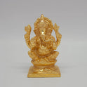 Edampuri Vinayagar Gold Idol Front View Lalitasana Prabhavali Arch Solid Brass 5 Inch