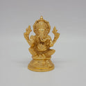 Edampuri Vinayagar Gold Idol Front View Lalitasana Round Lotus Base Solid Brass 5 Inch