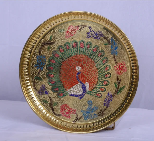 Brass Pooja Tray Peacock 7 160gm