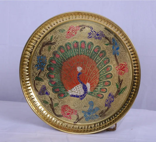 Brass Pooja Tray Peacock 7 160gm