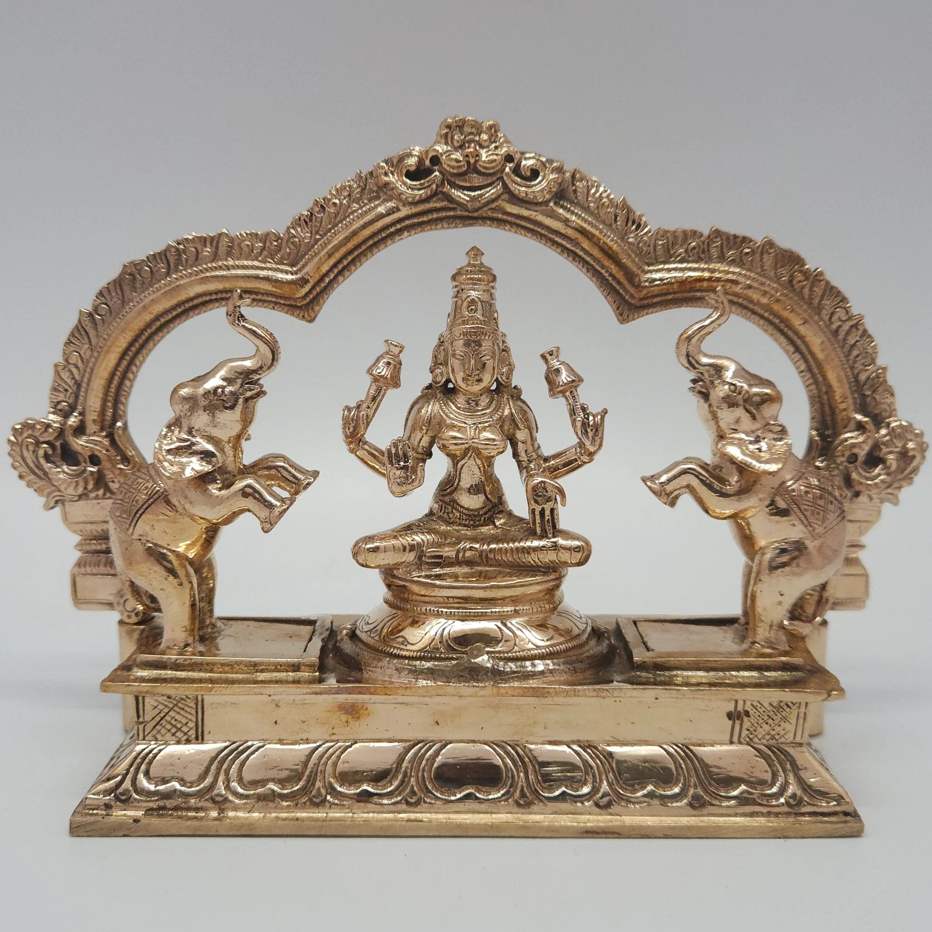 Gajalakshmi Panchaloha Statue Disassembled Base Thiruvatchi Arch