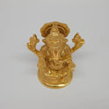 Ganapati Gold Idol Top View Crown Tiers Ornate Detail Round Lotus Base Solid Brass