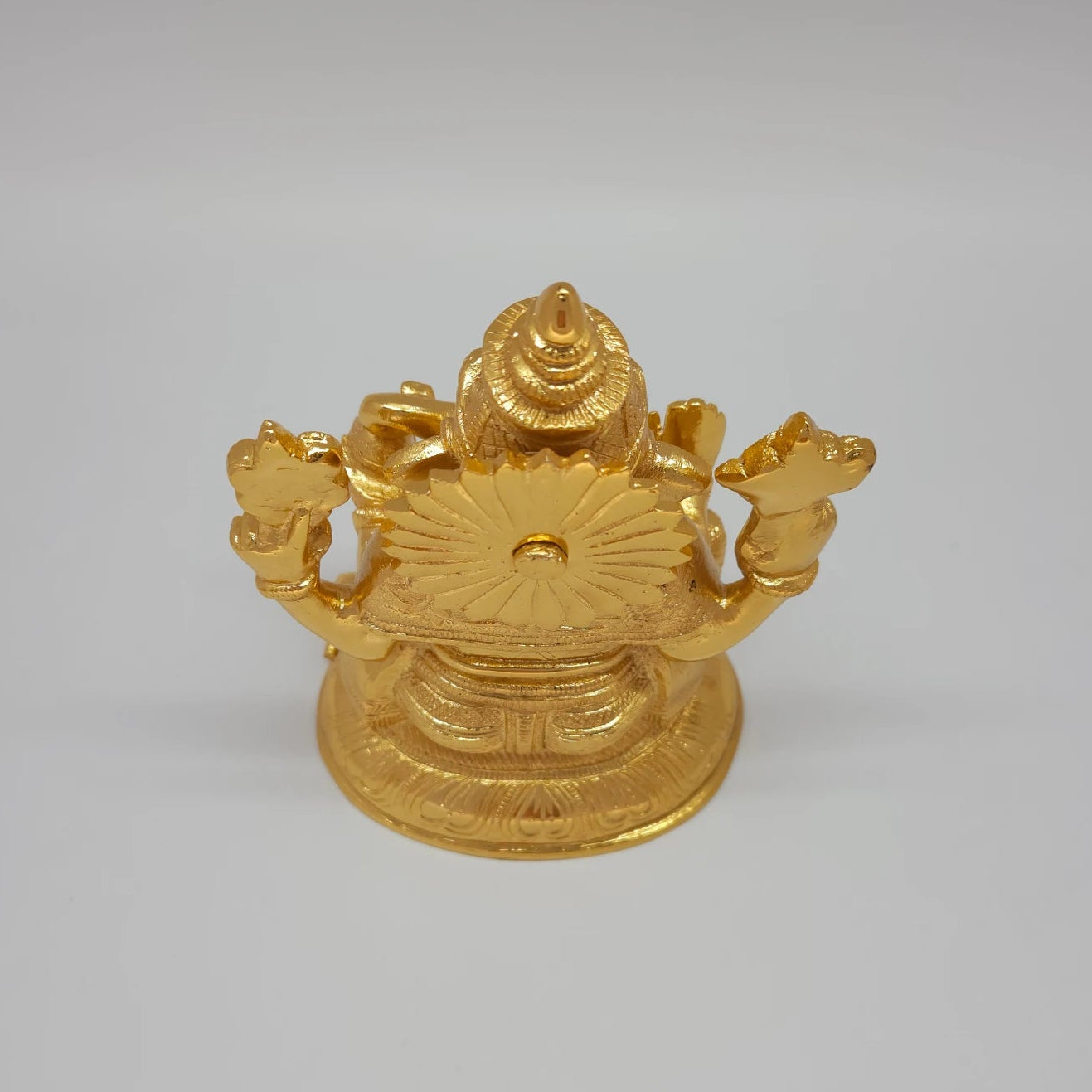 Ganapati Gold Idol Top View Kireetam Crown Tiers Temple Style South Indian Brass