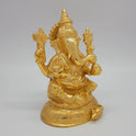 Ganpati Gold Murti Right Angle Ankusha Kireetam Crown Ornate Dhoti Lotus Base