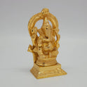 Ganpati Gold Murti Right Angle Prabhavali Arch Peetham Base Vamamukhi Trunk Solid Brass