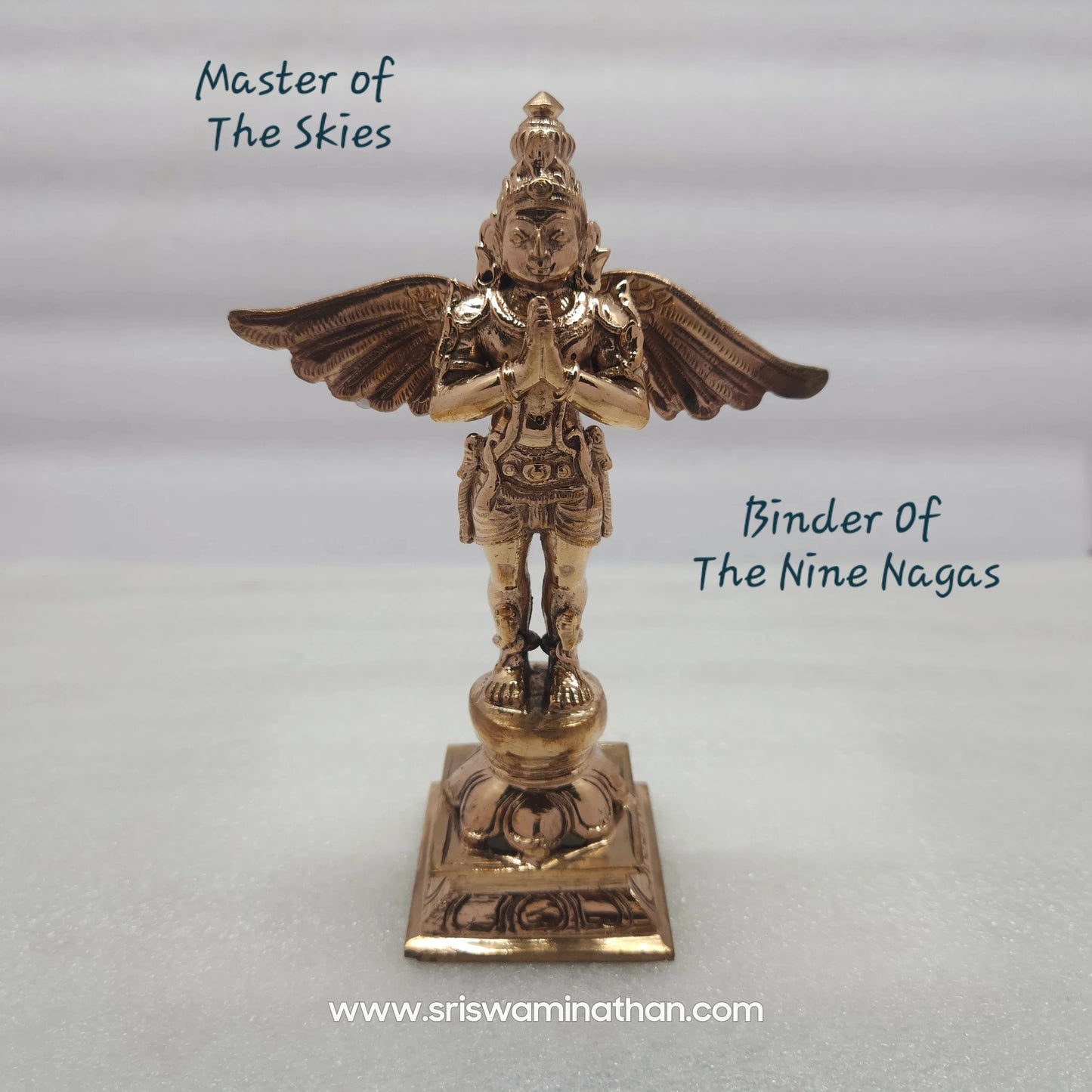 Garuda Panchaloha Statue 5.5 Inch front view — Garudaseva Anjali Mudra, handcrafted in Kumbakonam by Sri Swaminathan & Co
