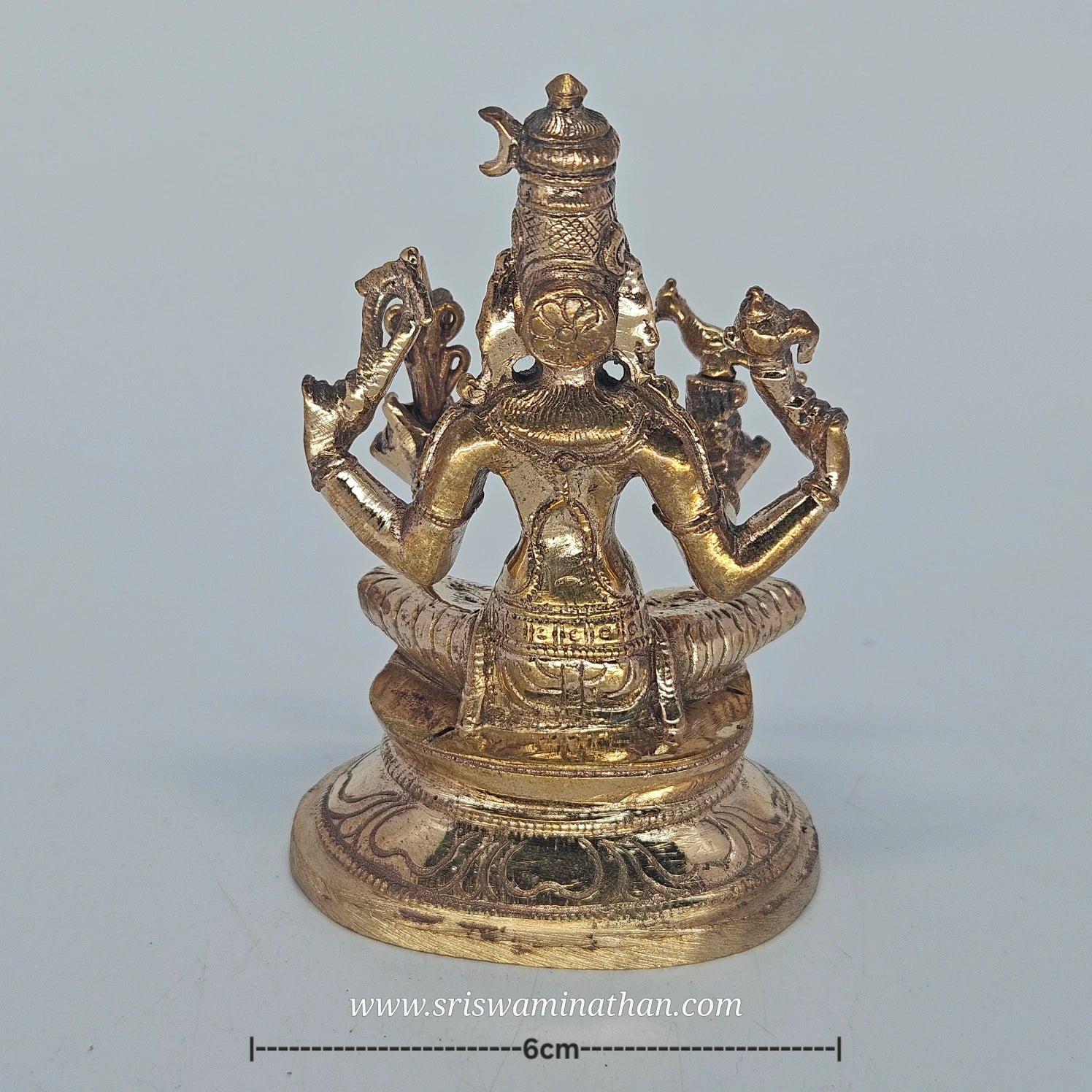 Back view of Goddess Kamakshi Panchaloham idol - Traditional Tamil temple art sacred statue