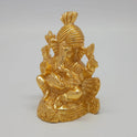 Golden Ganesha Turban Idol Right Angle Modak Lotus Base Gold Finish