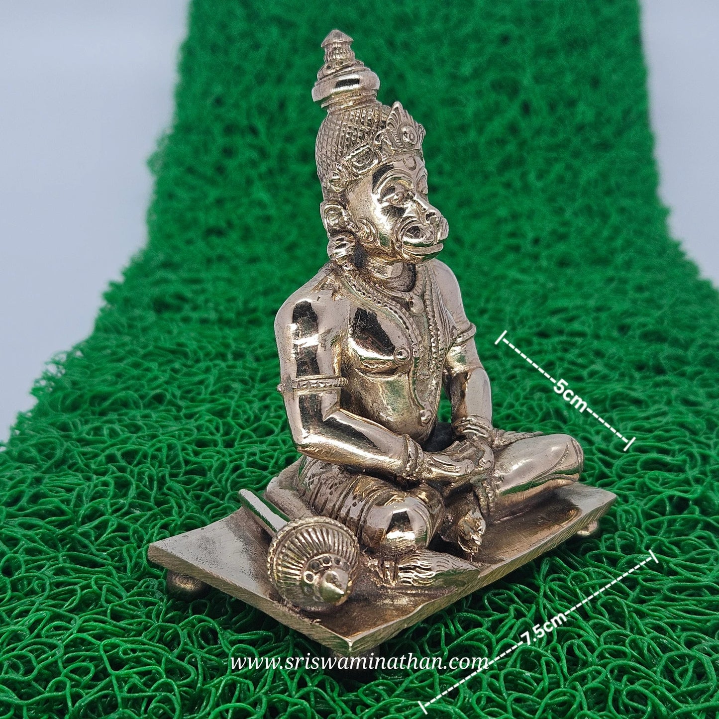 Hanuman Panchaloha Close-up - Face & Crown Details - Traditional Lost-Wax Casting Method-Sri Swaminathan