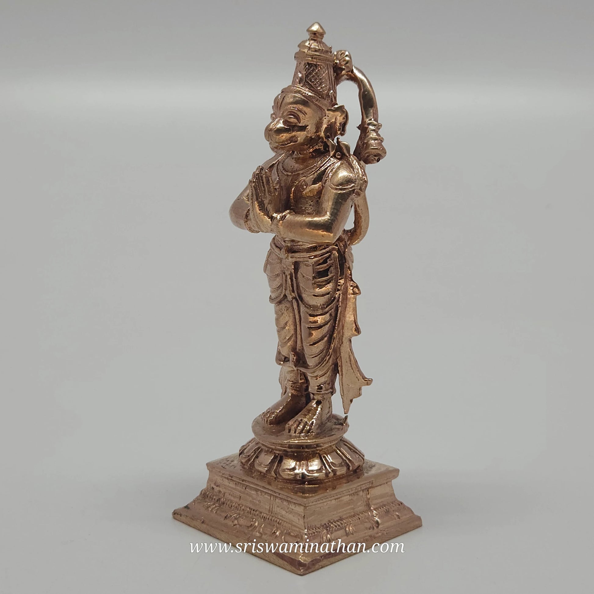 Hanuman Statue Back View - Traditional South Indian Iconography - Premium Brass Deity 170g-Sri Swaminathan
