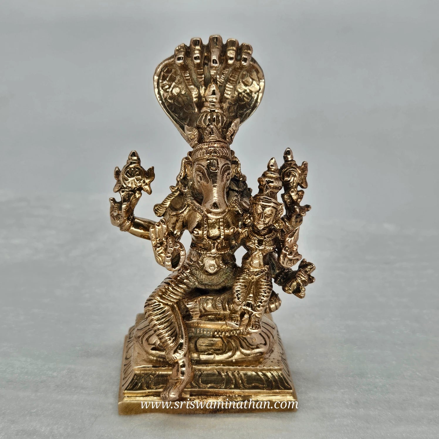 Hayagreeva Lakshmi Panchaloha Statue - Horse-Faced Vishnu with Lakshmi - Knowledge Deity - Sri Swaminathan