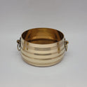 Standalone front view of the large master brass cheeri uruli container showcasing the thick heavy-duty build and prominent side loops.
