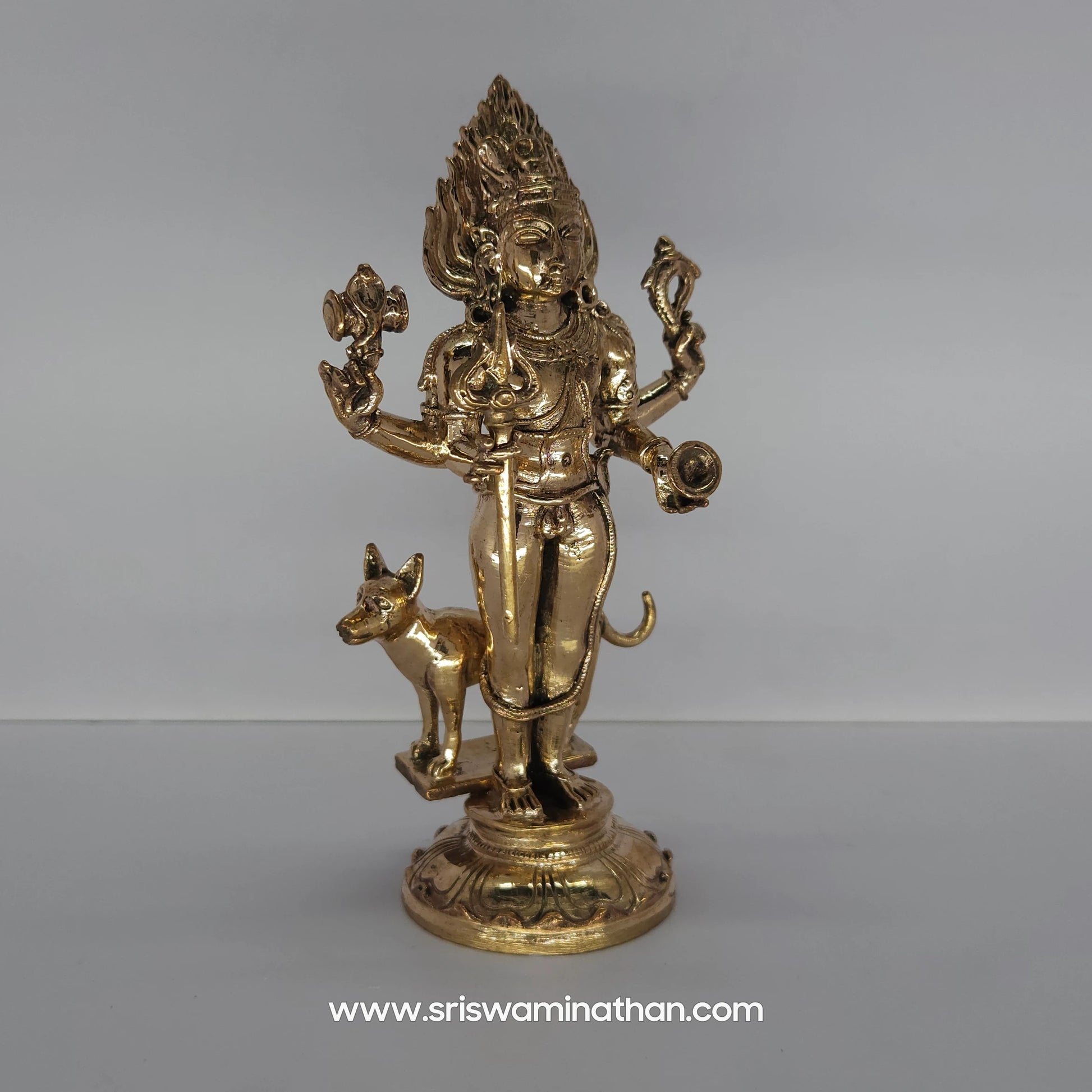 Kala Bhairava Panchaloha Side View - Traditional South Indian Temple Iconography - Premium Brass Deity Statue

