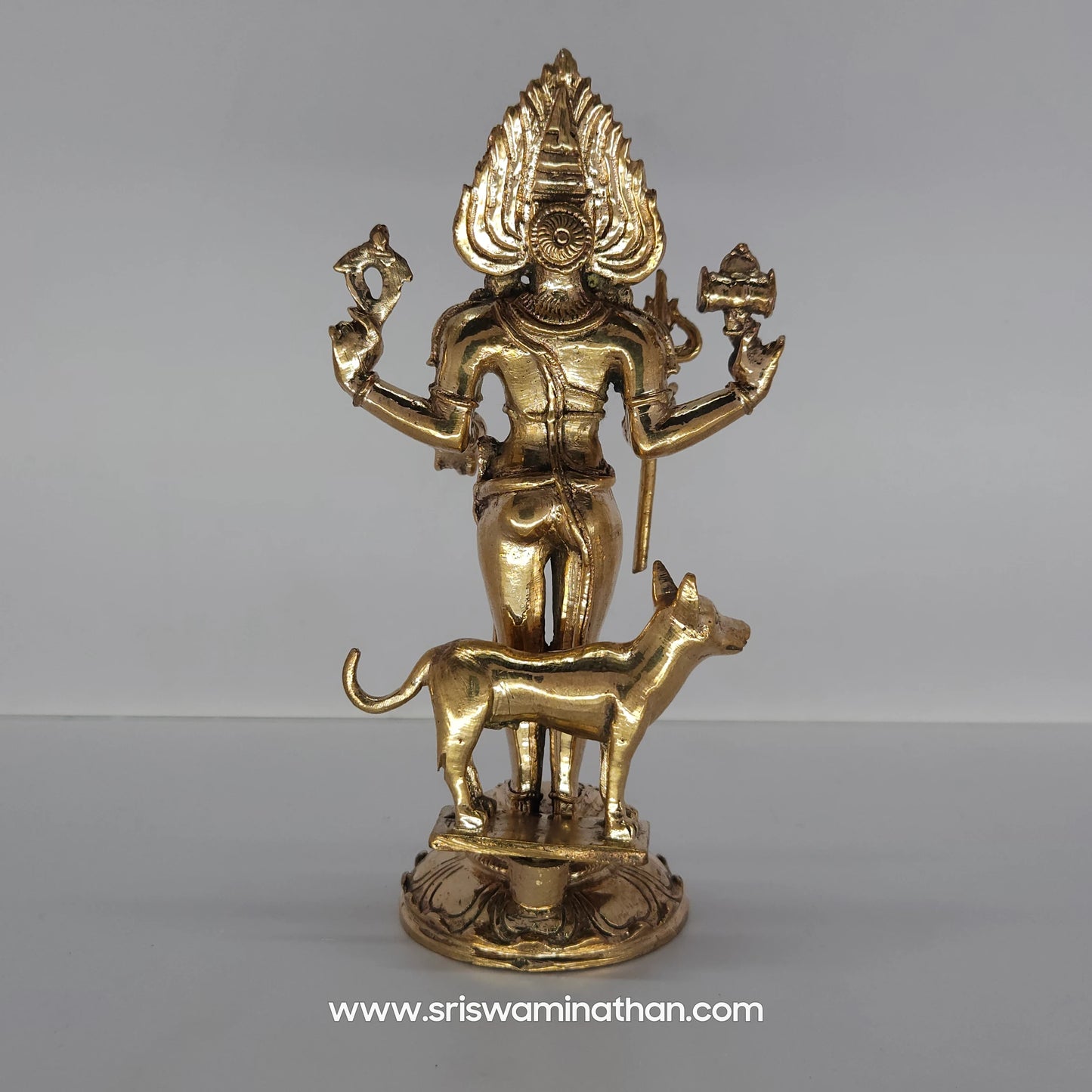 Kala Bhairava Statue back View - Guardian of Time Panchaloha Idol for Protection & Victory - Sunday Puja