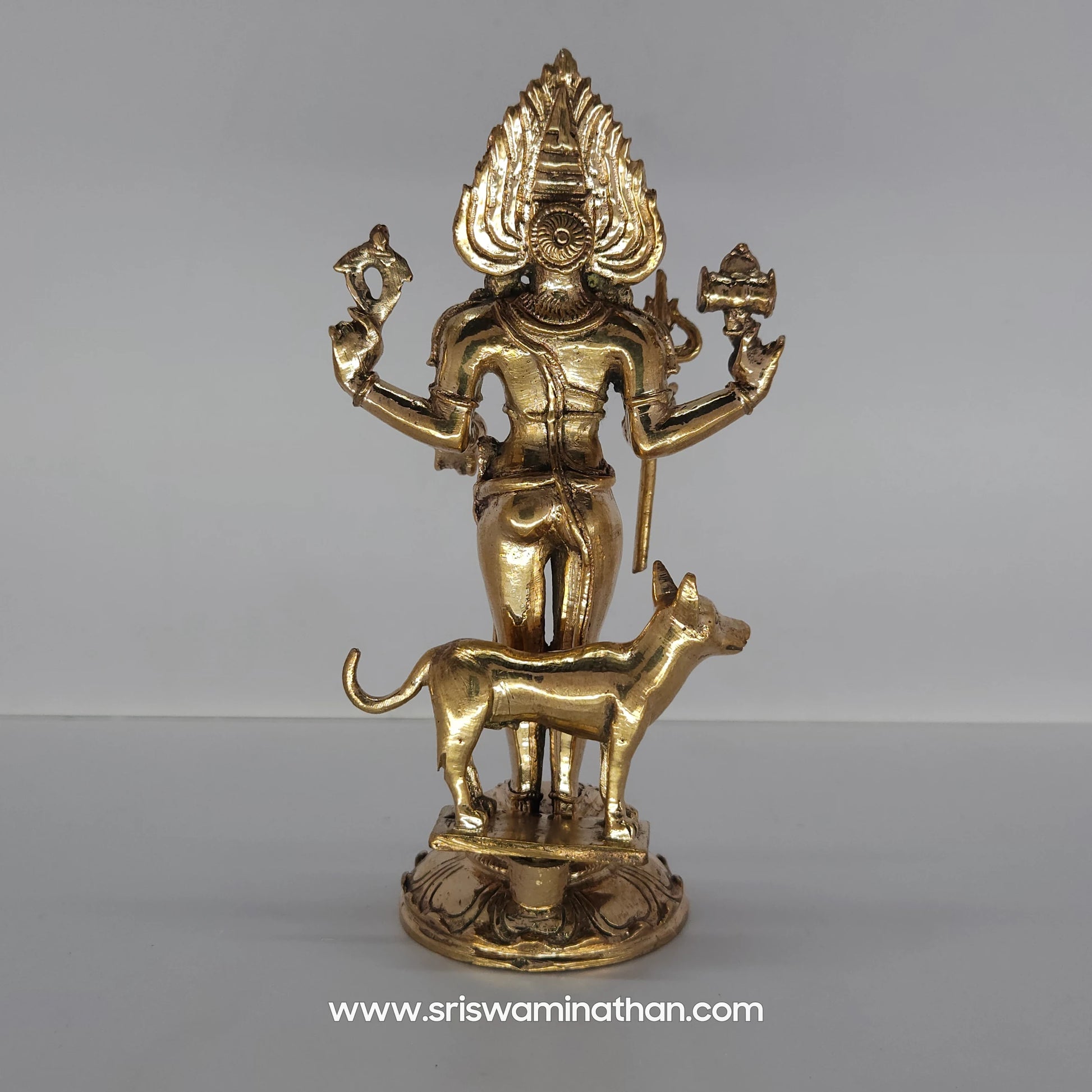 Kala Bhairava Statue back View - Guardian of Time Panchaloha Idol for Protection & Victory - Sunday Puja