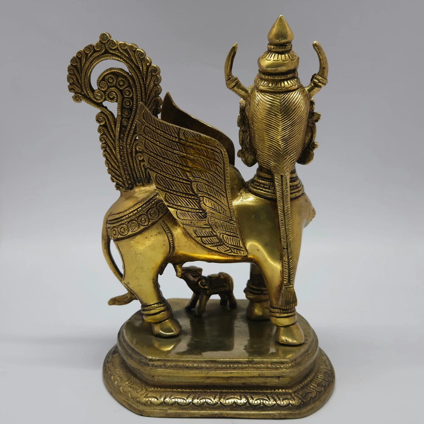 Kamadhenu Brass Idol Back View Solid Craftsmanship Sri Swaminathan Tamil Nadu