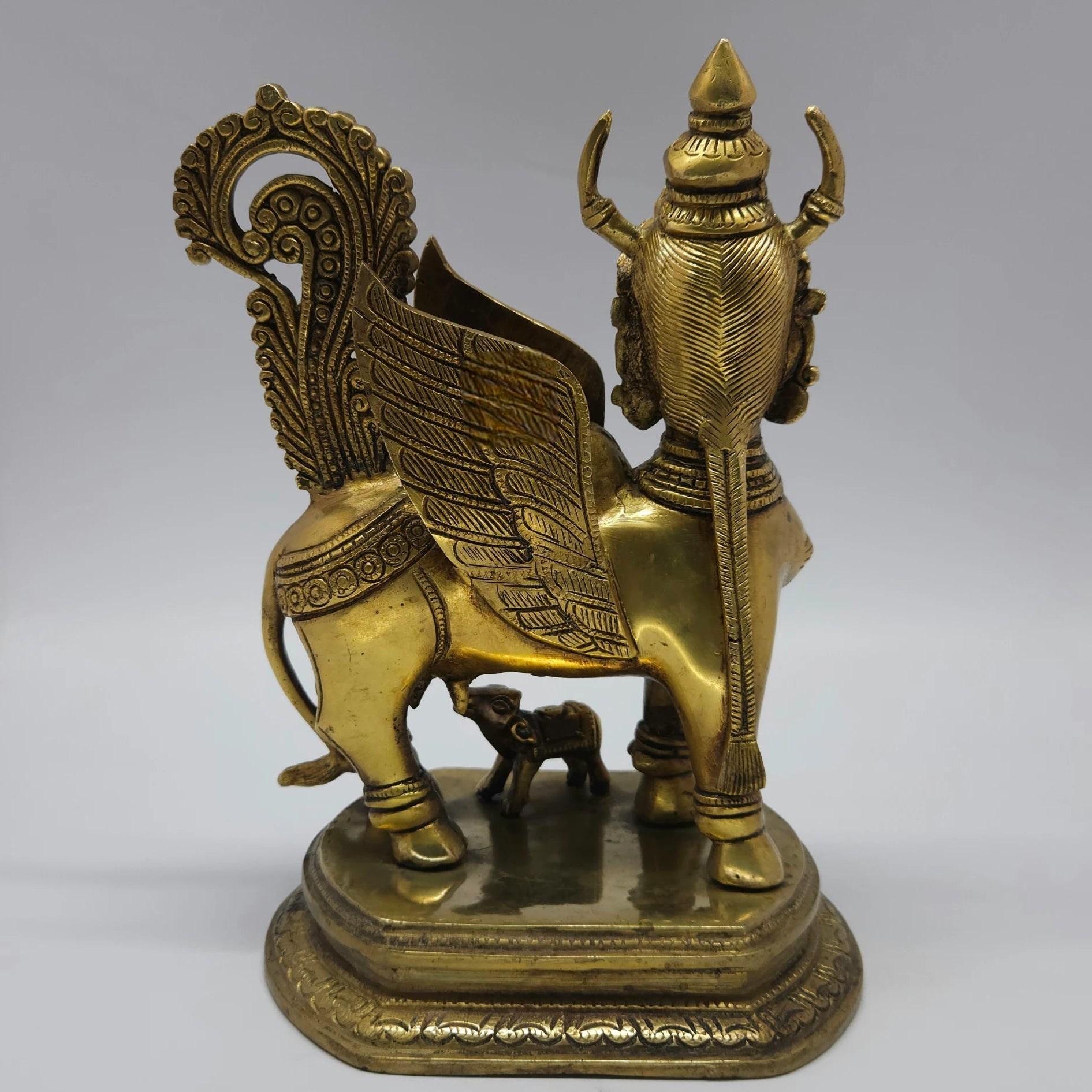 Kamadhenu Brass Idol Back View Solid Craftsmanship Sri Swaminathan Tamil Nadu