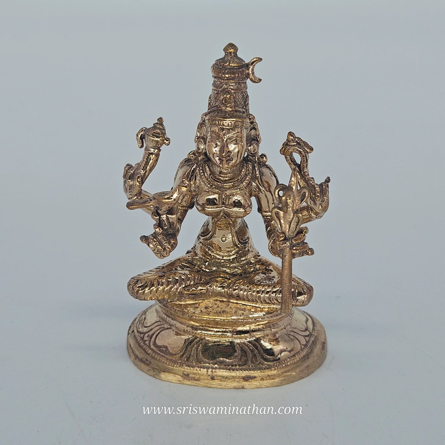 Kamakshi Amman Five-Metal Statue 9cm - Navaratri Puja Goddess - Authentic Panchaloha 250g