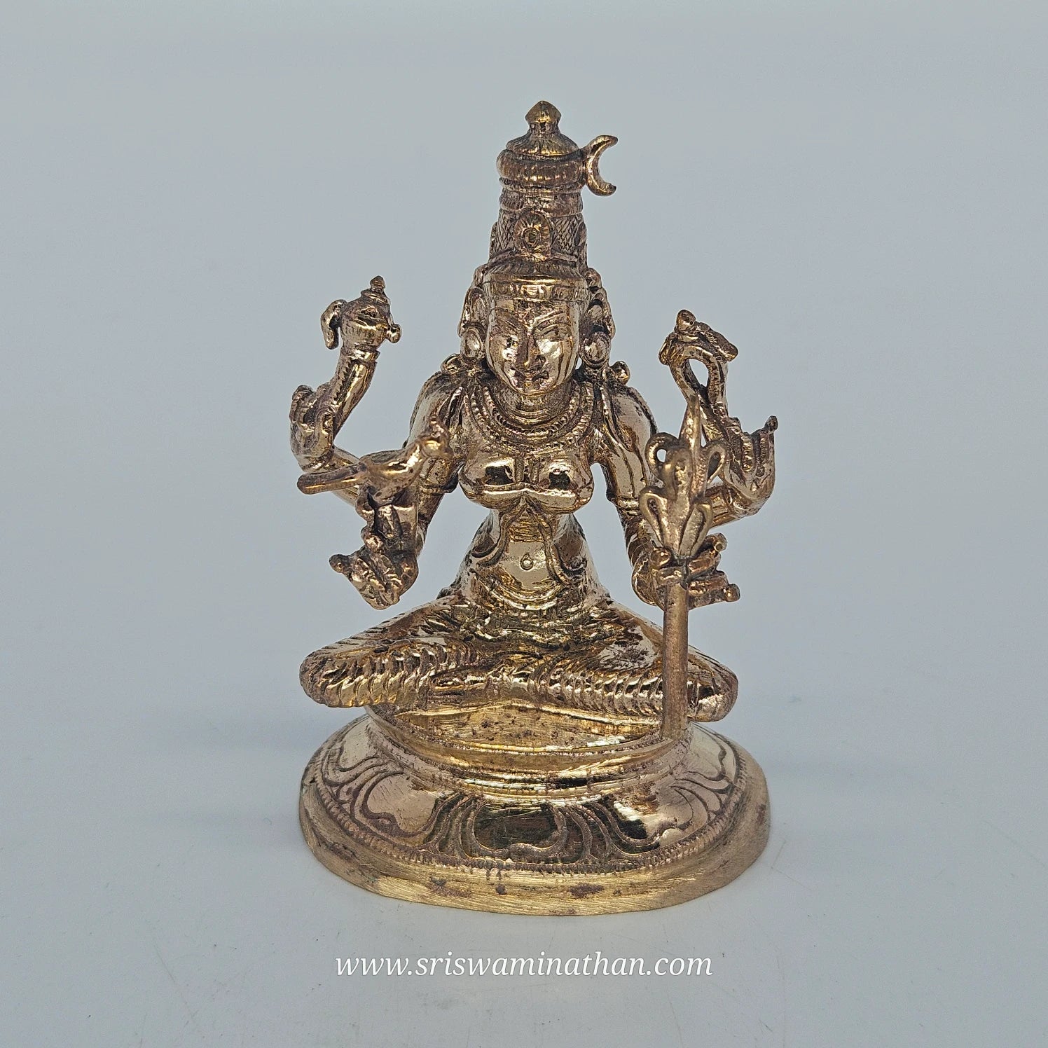 Kamakshi Amman Five-Metal Statue 9cm - Navaratri Puja Goddess - Authentic Panchaloha 250g