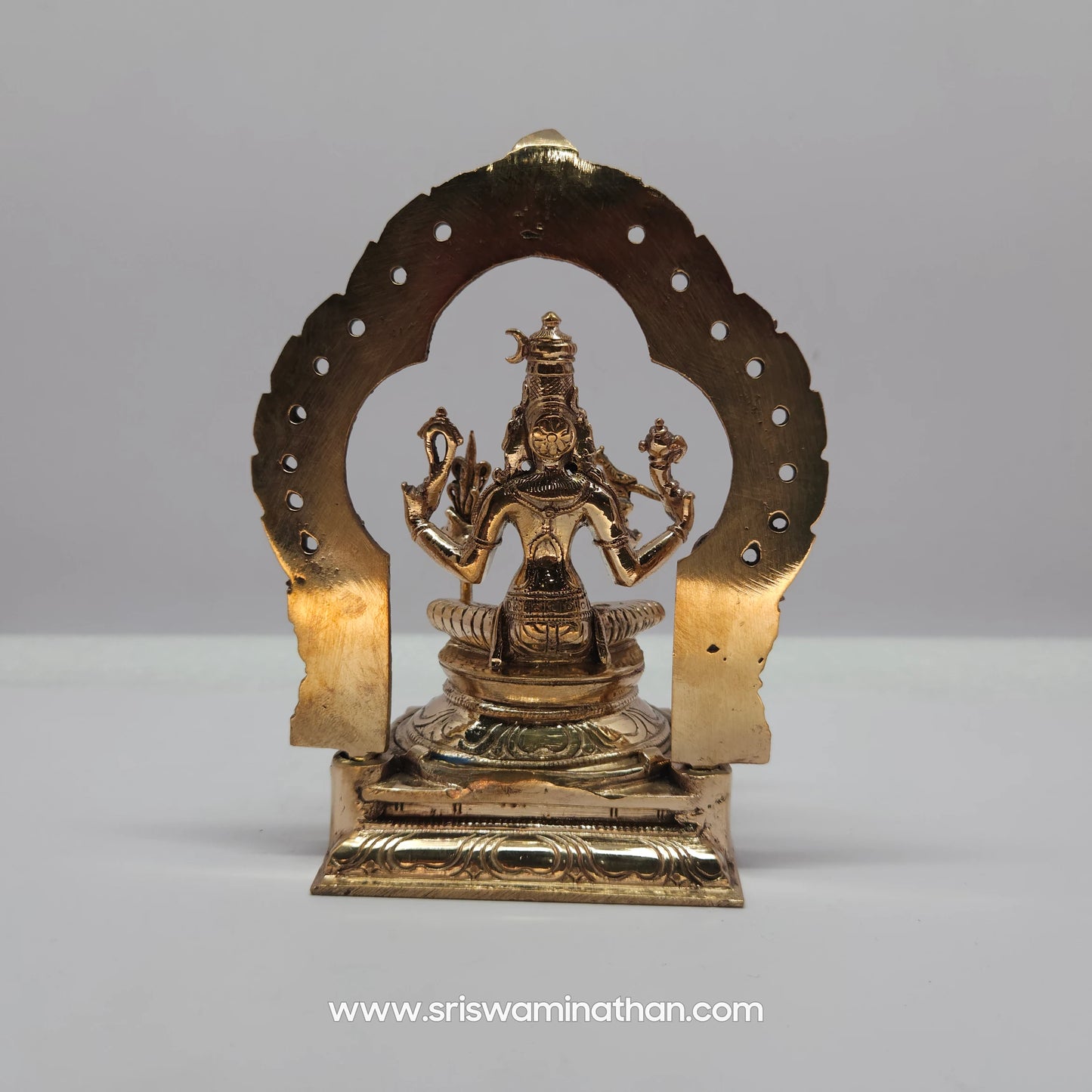 Kamakshi Panchaloha Back View - Traditional South Indian Design - Premium Brass Deity