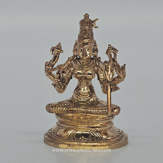 Kamakshi Panchaloha Idol 9cm - Goddess Kamakshi with Gold & Silver - Kanchipuram Temple - Sri Swaminathan