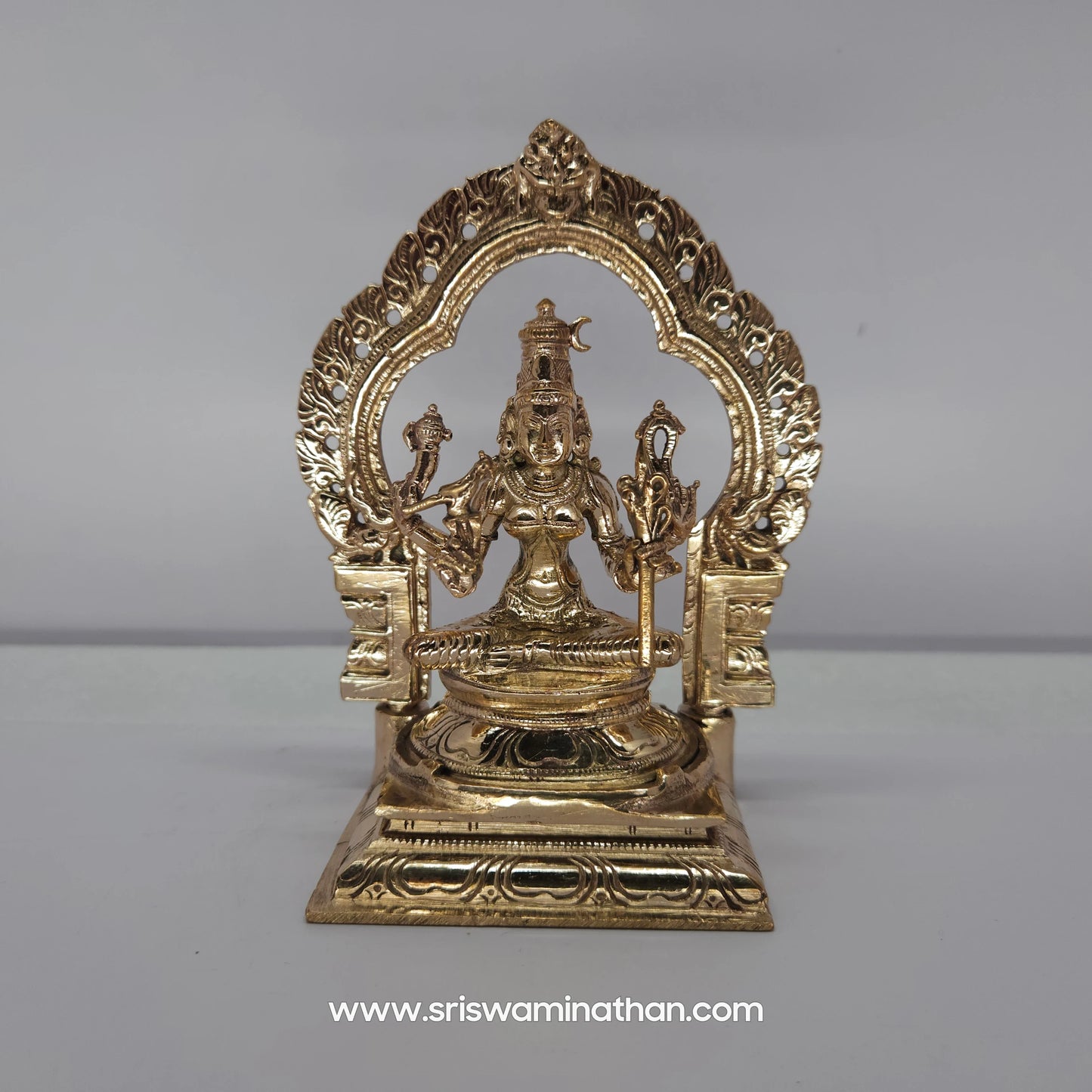 Kamakshi Panchaloha Statue 5 Inch - Kamatchi Amman Sitting with Four Hands - Sri Swaminathan