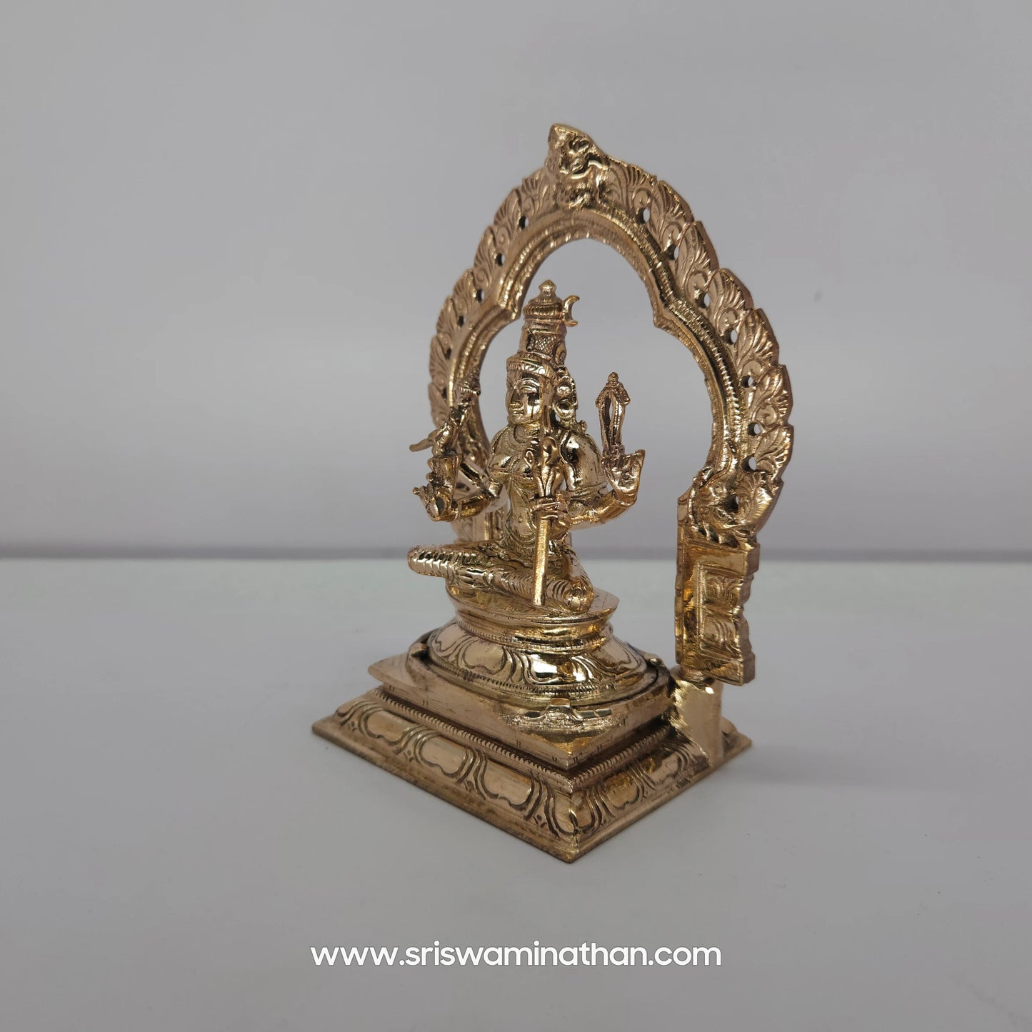 Kamakshi Statue Front View - Kanchi Temple Iconography - Five Metal Alloy for Navaratri Puja