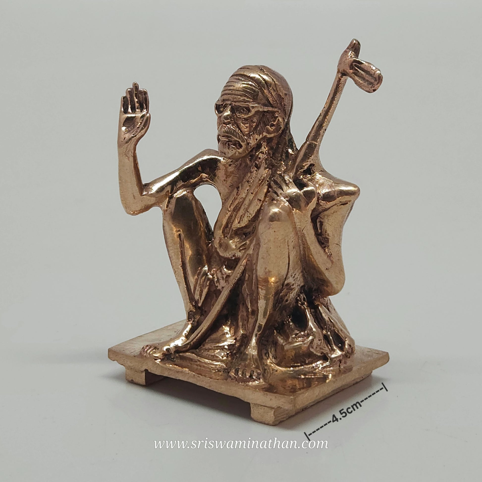 Kanchi Periyavar Side View - Spiritual Teacher Bronze - Traditional South Indian Panchaloha