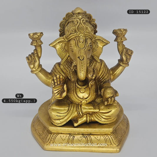 8 Inch Traditional Ganesha Brass Murti - Divine Presence for Your Sacred Space