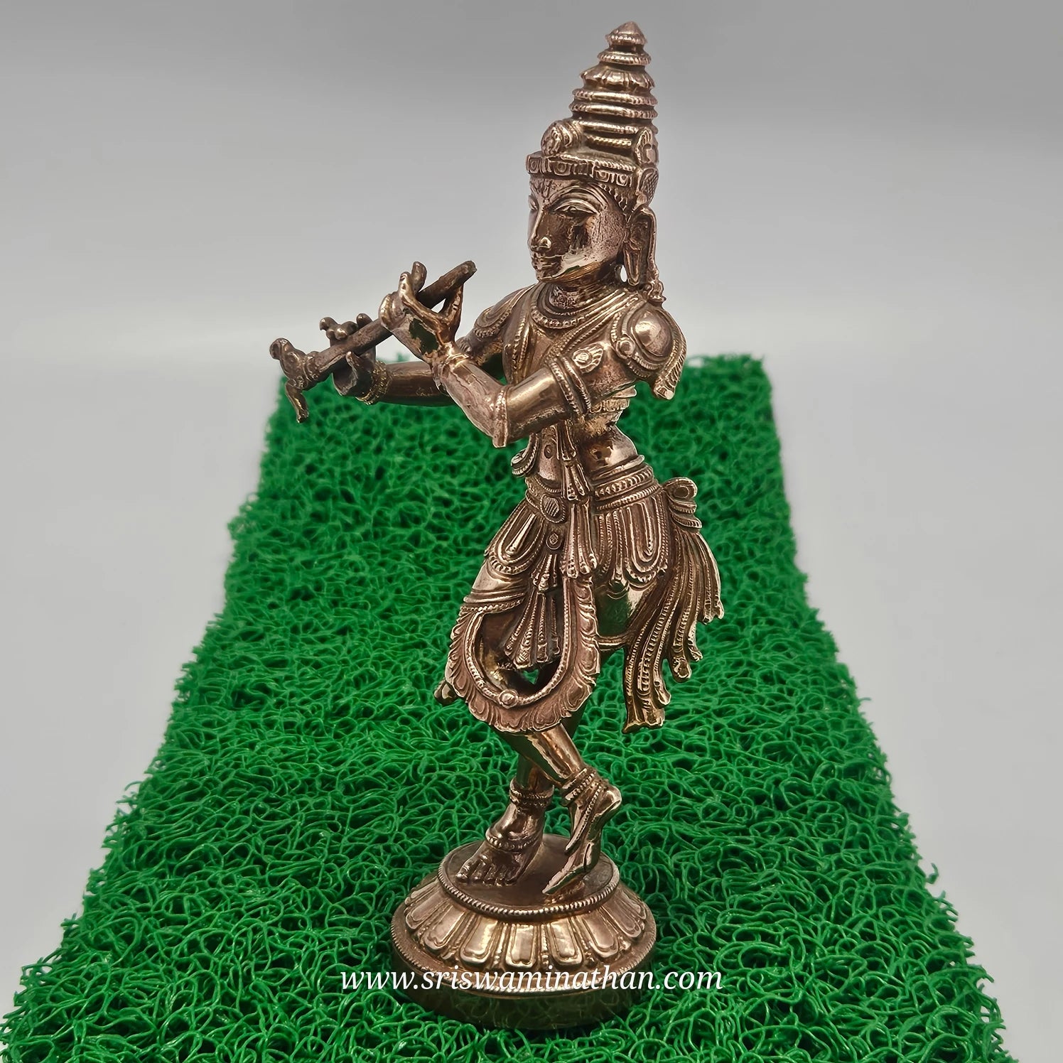 Krishna Panchaloha Close-up - Ornaments & Crown Details - Premium Five-Metal Alloy Statue