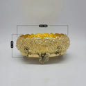 Kumbakonam Brass 8 Inch Elephant Peacock Urli Bowl Angled Front Close Up Elephant Face Panel Floral Vine Peacock Leg Feet Detail Sri Swaminathan