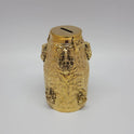 Kumbakonam Brass Hundial Premium Floral Urn Angled Lid Open Coin Slot Mahalakshmi Teardrop Panel Lakshmi Medallions