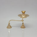 Profile view of the pure brass two-tier kapoor arati stand showing the exact ground clearance and the upper burning kumizh pillar of big size